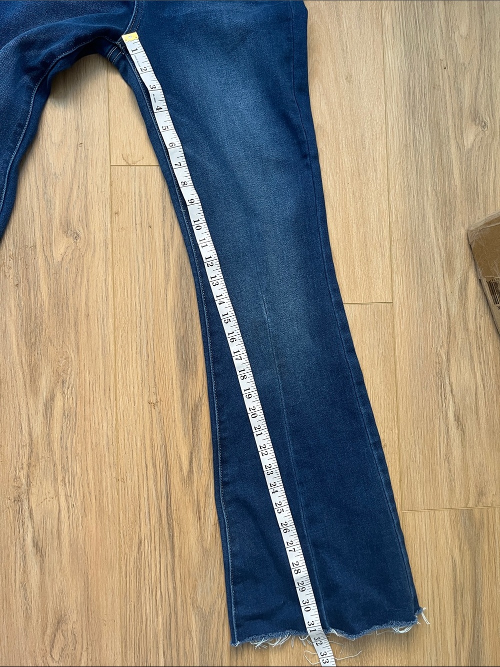 EUC KanCan Dark Indigo High-Rise Flare Jeans with Frayed Hem - Picture 6 of 11